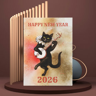 Funny and vintage happy new year holiday card
