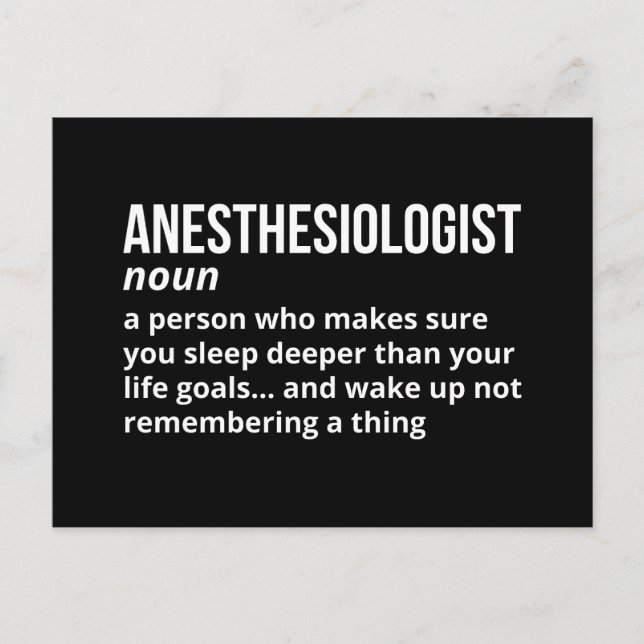 Funny Anesthesiologist Definition Postcard (Front)