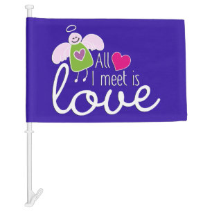 Funny Angel - All I Meet Is Love 2 Car Flag