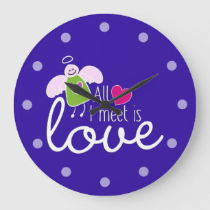 Funny Angel - All I Meet Is Love 2 Large Clock
