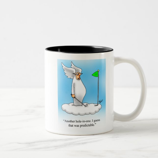Funny Angel Golf Humor Mug! Two-Tone Coffee Mug (Right)