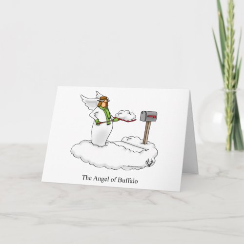 Funny Angel Of Buffalo Snow Humor Greeting Card