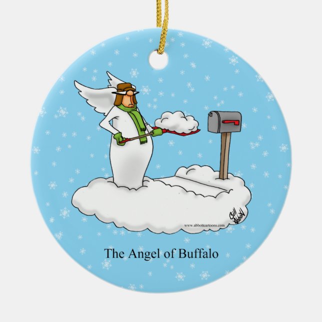 Funny  Angel Of Buffalo Xmas Ornament (Front)