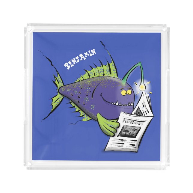 Funny angler fish cartoon acrylic tray (Front)