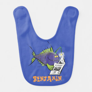 Funny angler fish cartoon baby bib