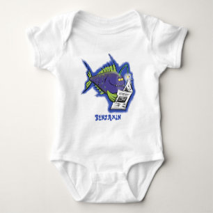 Funny angler fish cartoon baby bodysuit