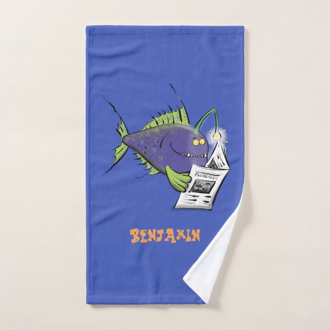 Funny angler fish cartoon bath towel set (Hand Towel)