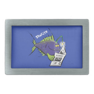 Funny angler fish cartoon belt buckle
