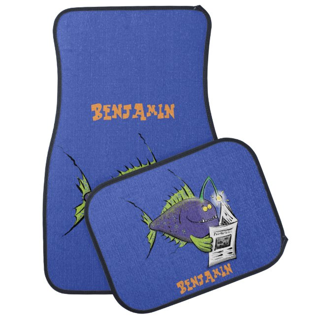 Funny angler fish cartoon car floor mat (Set)