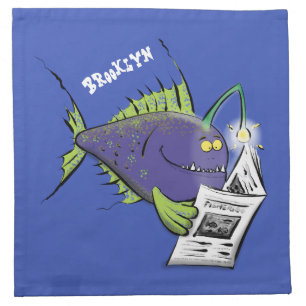 Funny angler fish cartoon cloth napkin