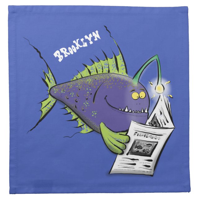 Funny angler fish cartoon cloth napkin (Front)