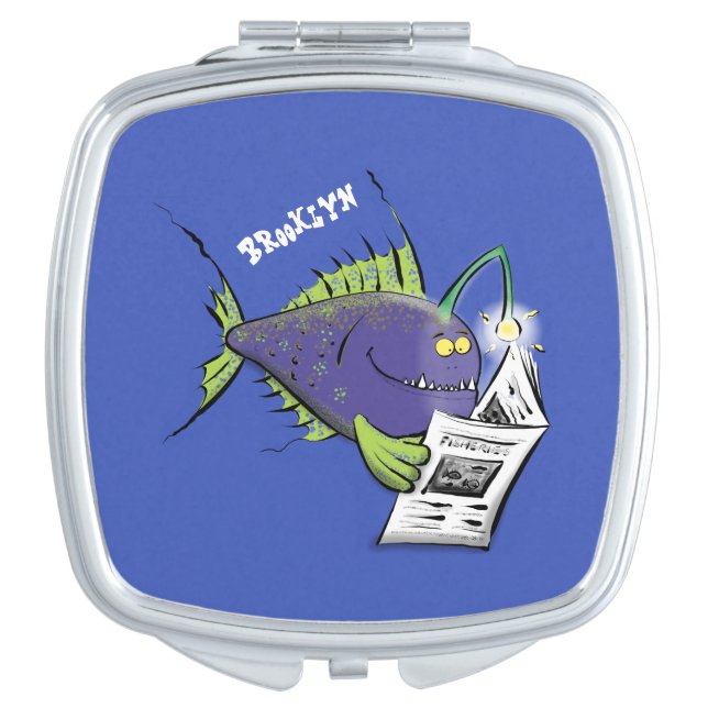 Funny angler fish cartoon  compact mirror (Front)