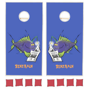 Funny angler fish cartoon cornhole set