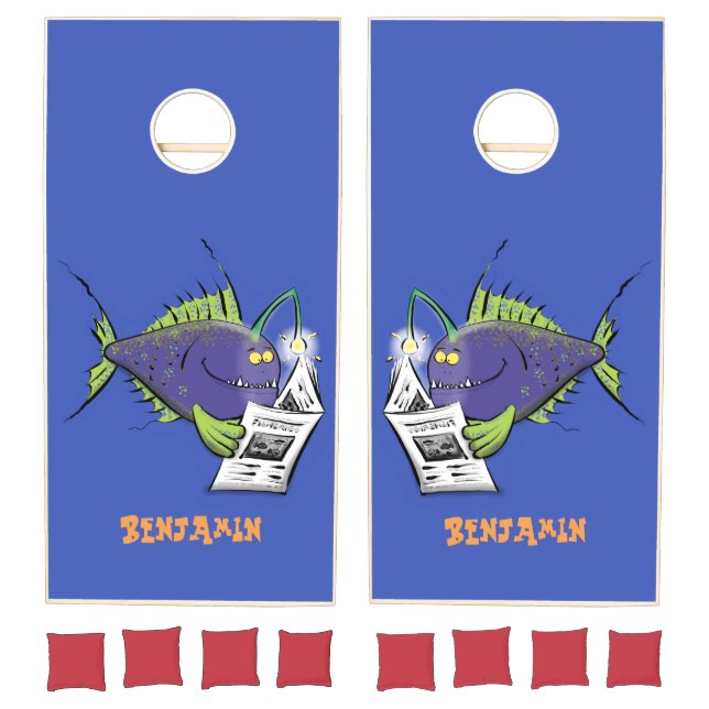 Funny angler fish cartoon cornhole set (Set)