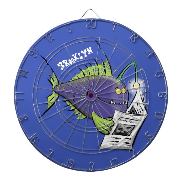Funny angler fish cartoon dart board (Front)