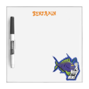 Funny angler fish cartoon dry erase board