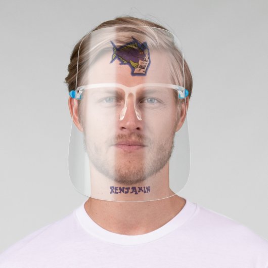 Funny angler fish cartoon face shield (Insitu)