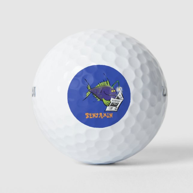 Funny angler fish cartoon golf balls (Front)