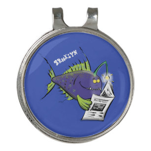 Funny angler fish cartoon golf hat clip