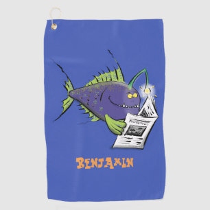 Funny angler fish cartoon golf towel