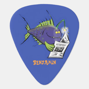 Funny angler fish cartoon guitar pick