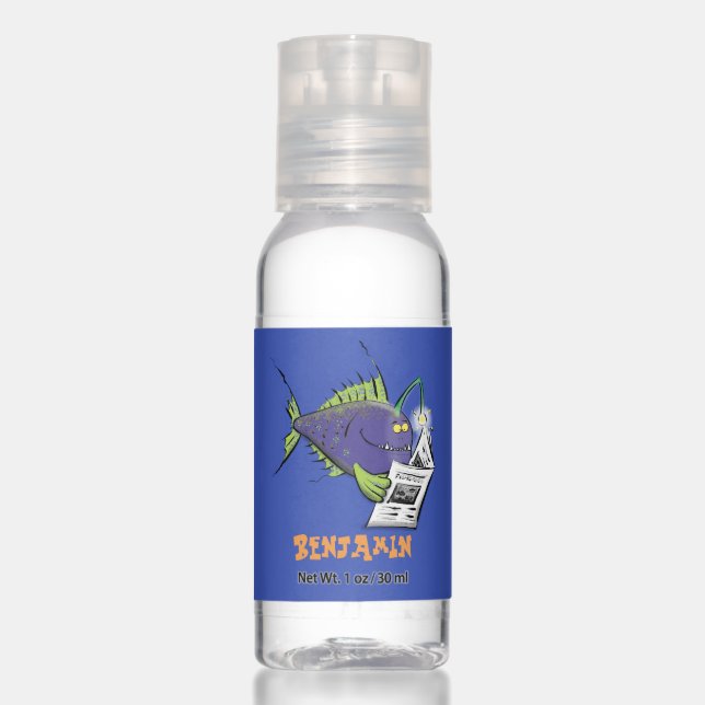 Funny angler fish cartoon hand sanitizer (Front)