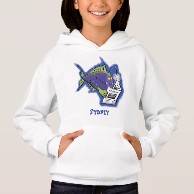 Funny angler fish cartoon hoodie (Front)