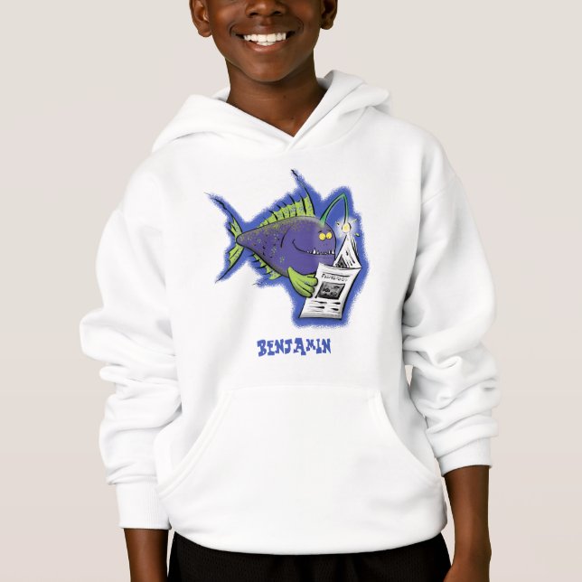 Funny angler fish cartoon hoodie (Front)