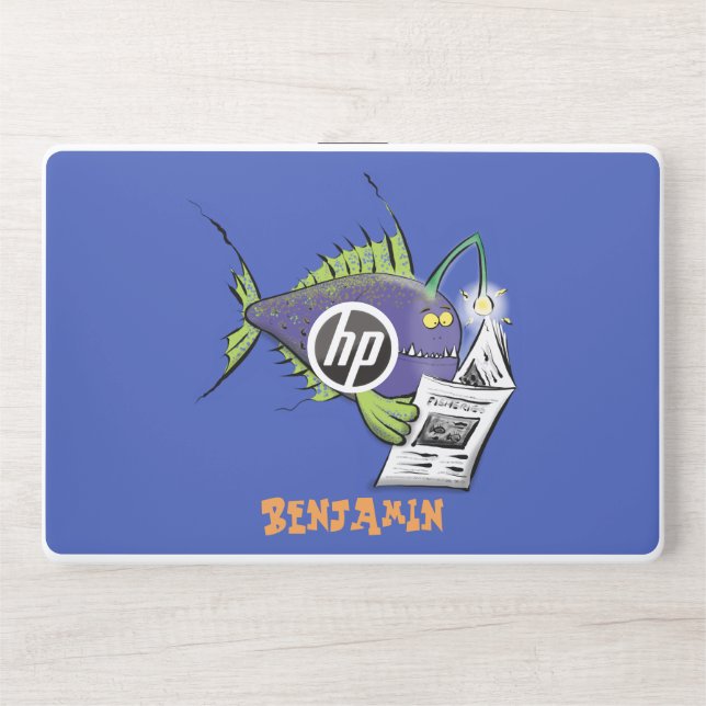 Funny angler fish cartoon HP laptop skin (Front)