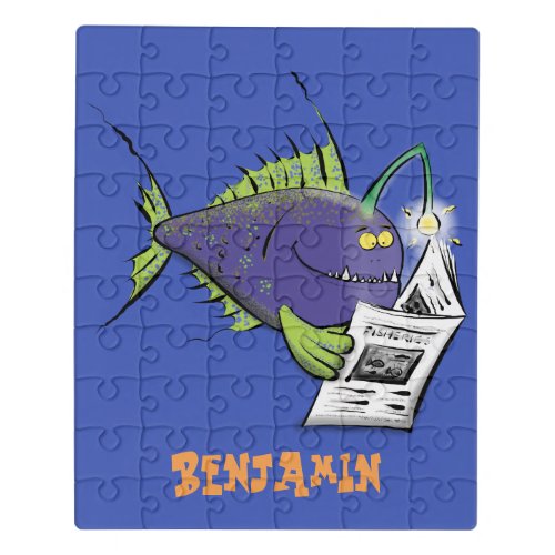 Funny angler fish cartoon jigsaw puzzle