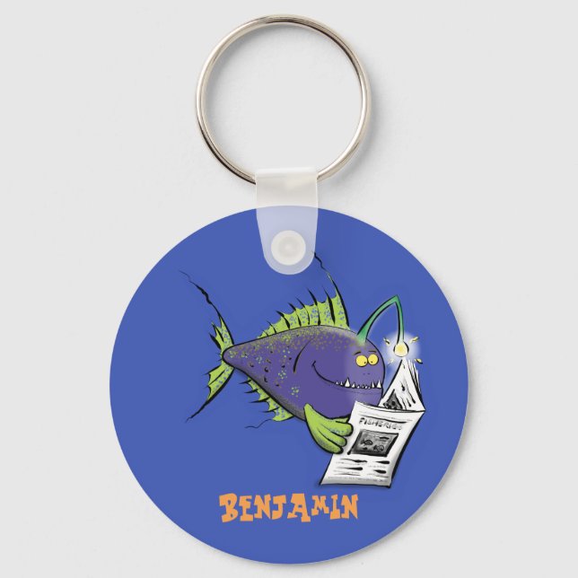 Funny angler fish cartoon keychain (Front)