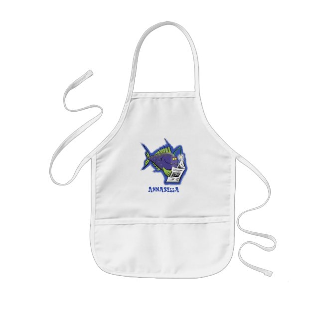 Funny angler fish cartoon kids' apron (Front)