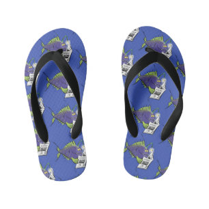 Funny angler fish cartoon kid's flip flops