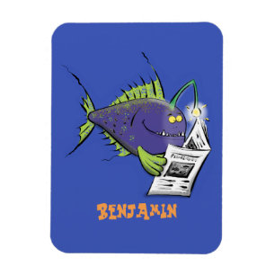 Funny angler fish cartoon magnet