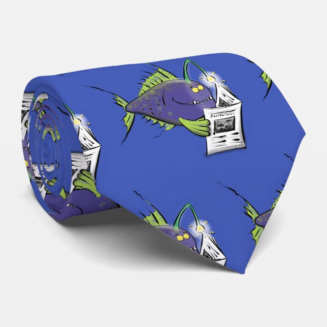 Funny angler fish cartoon neck tie (Rolled)
