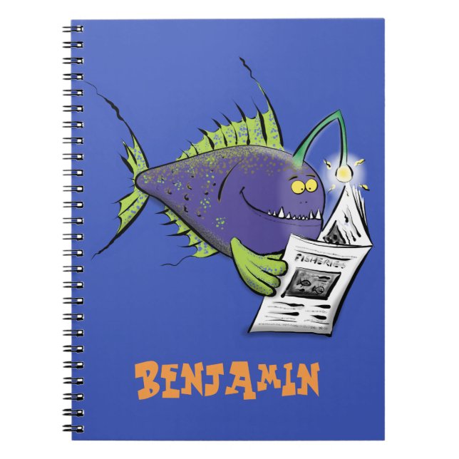 Funny angler fish cartoon notebook (Front)