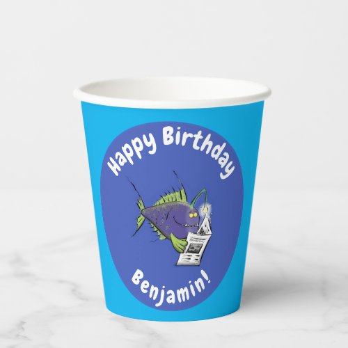 Funny angler fish cartoon paper cups