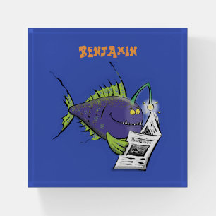 Funny angler fish cartoon paperweight