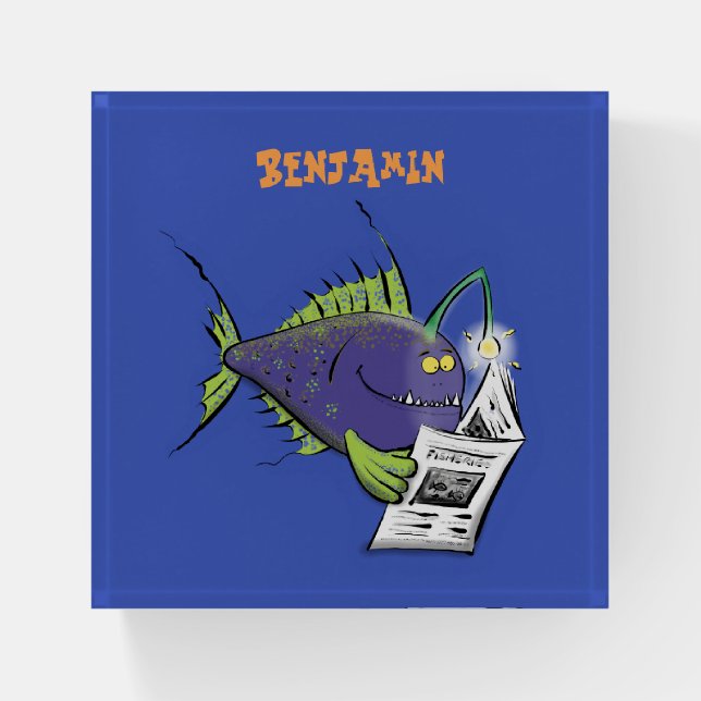 Funny angler fish cartoon paperweight (Front)
