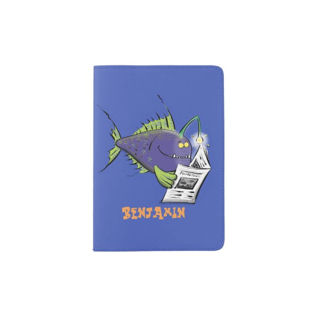 Funny angler fish cartoon passport holder (Front)