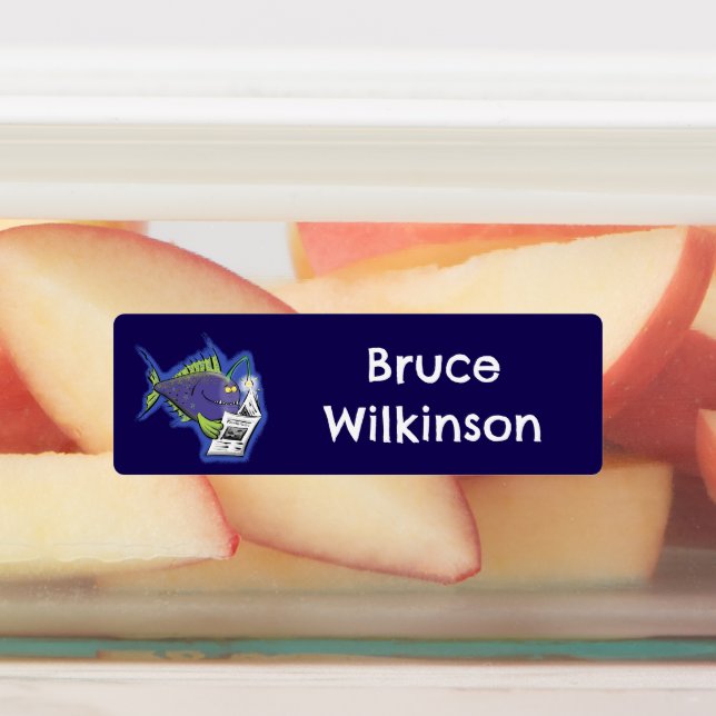 Funny angler fish cartoon personalized labels (Affixed)