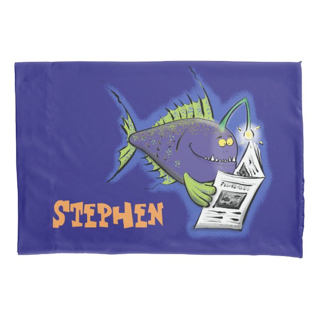 Funny angler fish cartoon pillow case (Front)