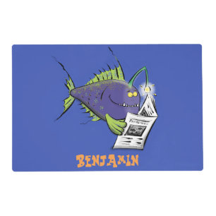 Funny angler fish cartoon placemat