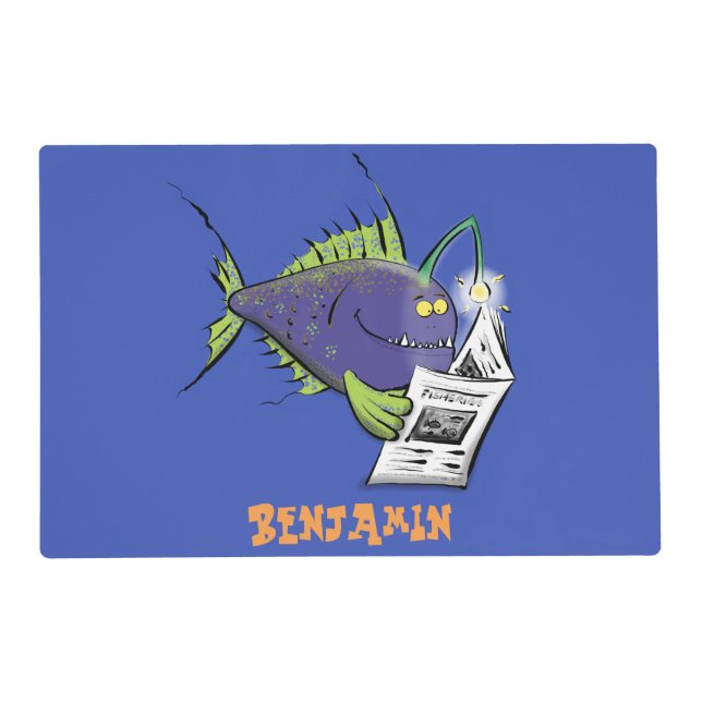 Funny angler fish cartoon placemat (Front)