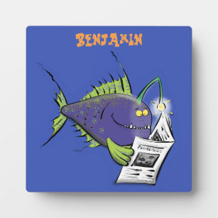 Funny angler fish cartoon plaque