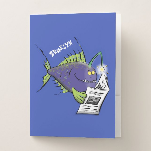 Funny angler fish cartoon pocket folder (Front)