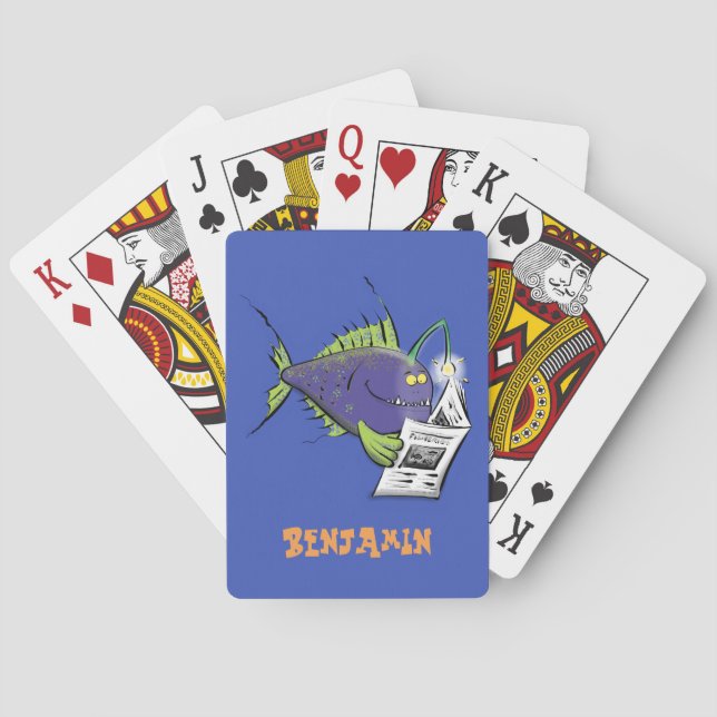 Funny angler fish cartoon poker cards (Back)