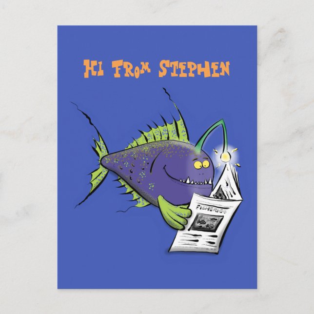 Funny angler fish cartoon postcard (Front)
