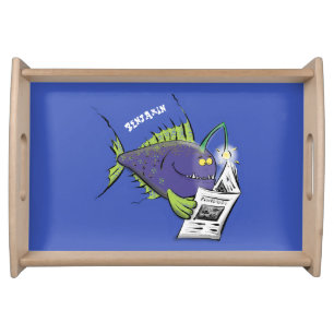 Funny angler fish cartoon serving tray