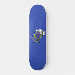 Funny angler fish cartoon skateboard